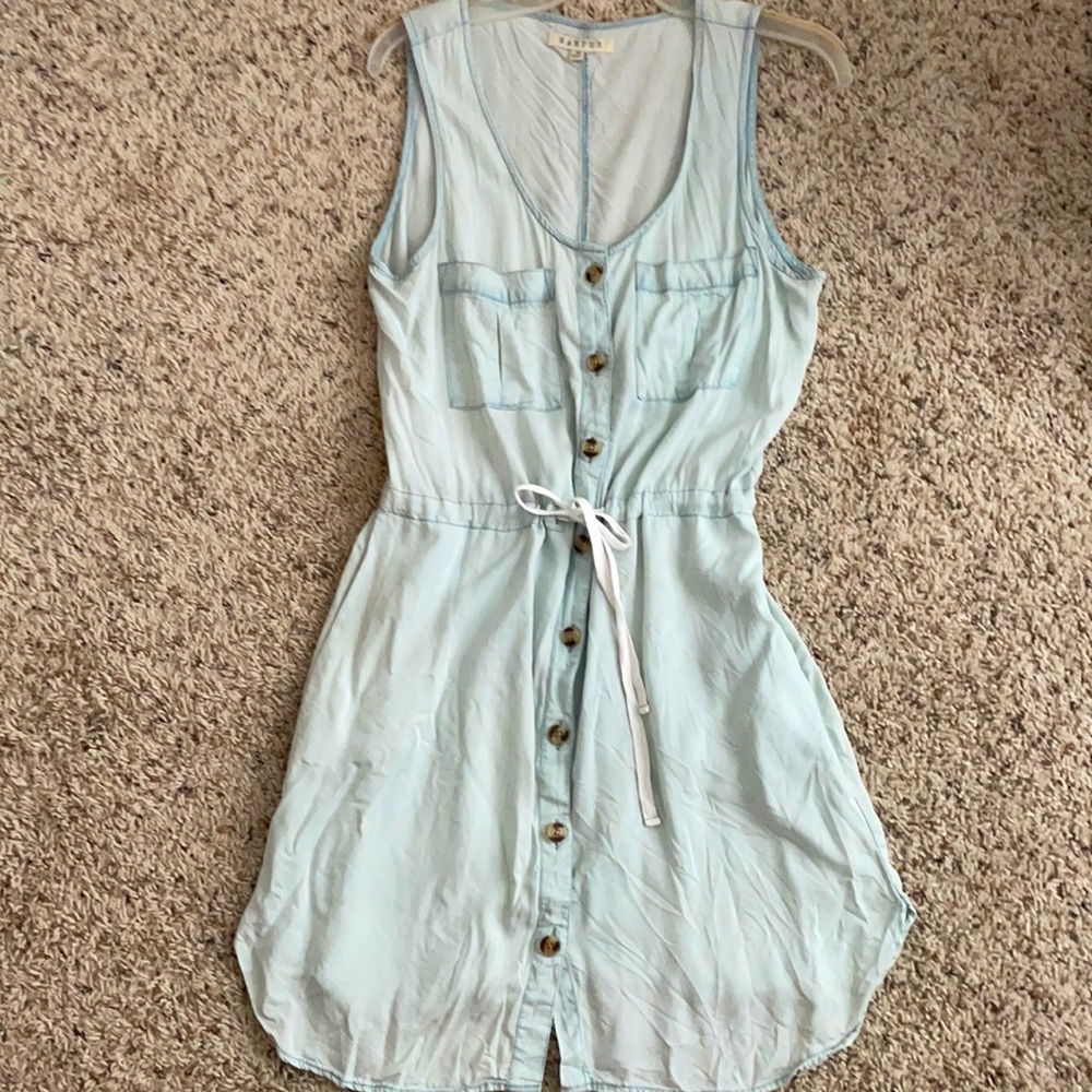 Soft light blue Jean button up and tie dress